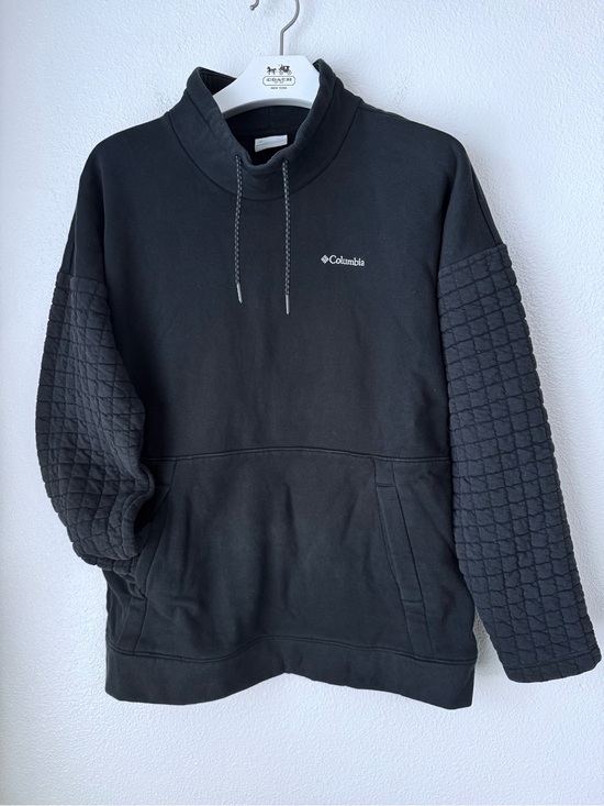 Columbia Tops - Columbia Sunday Summit Black Funnel Neck Pullover Sweatshirt Quilted Sleeves M